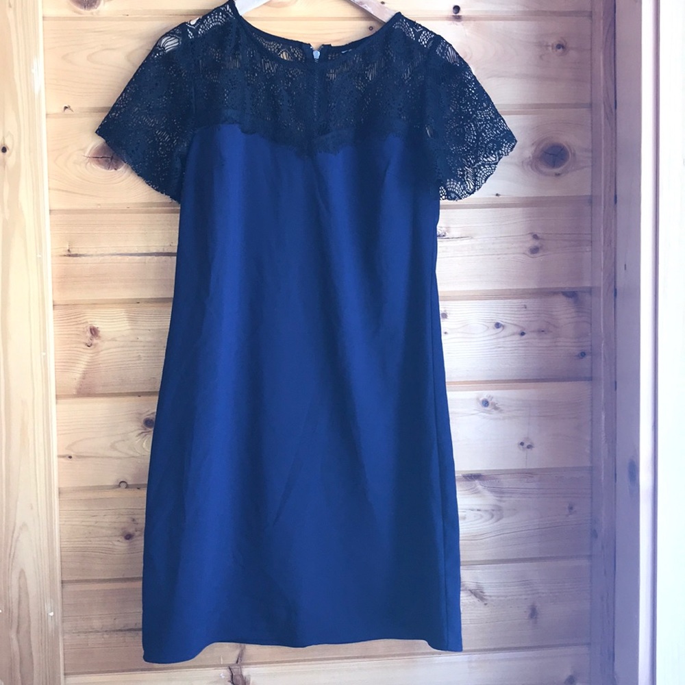 Navy and black dress with lace